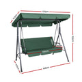 Gardeon 3 Seater Swing Chair Canopy Bench Garden Furniture Green