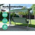 Gardeon 3 Seater Swing Chair Canopy Bench Garden Furniture Green