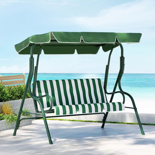 Gardeon 3 Seater Swing Chair Canopy Outdoor Garden Bench White