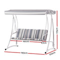 Gardeon 3 Seater Swing Chair Bench Canopy White Grey Outdoor