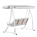 Gardeon 3 Seater Swing Chair Bench Canopy White Grey Outdoor