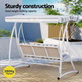 Gardeon 3 Seater Swing Chair Bench Canopy White Grey Outdoor