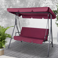 Gardeon 3 Seater Swing Chair Canopy Garden Bench Wine Red