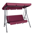Gardeon 3 Seater Swing Chair Canopy Garden Bench Wine Red