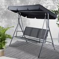 Gardeon 3 Seater Swing Chair Bench Canopy Black Mesh Garden Outdoor