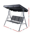 Gardeon 3 Seater Swing Chair Bench Canopy Black Mesh Garden Outdoor