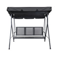 Gardeon 3 Seater Swing Chair Bench Canopy Black Mesh Garden Outdoor