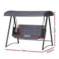 Gardeon 3 Seater Outdoor Swing Chair Rattan Canopy Grey