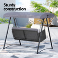 Gardeon 3 Seater Outdoor Swing Chair Rattan Canopy Grey