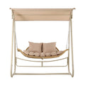 Gardeon Outdoor Swing Chair 2-Seater Rattan Seat with Canopy Beige