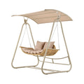 Gardeon Outdoor Swing Chair 2-Seater Rattan Seat with Canopy Beige