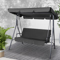 Gardeon 3 Seater Swing Chair Black Canopy Bench Garden Furniture
