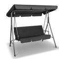 Gardeon 3 Seater Swing Chair Black Canopy Bench Garden Furniture