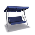 Gardeon 3 Seater Swing Chair Bench Canopy Navy Garden Furniture