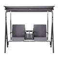 Gardeon 2 Seater Swing Chair Canopy Cup Holder Grey Garden