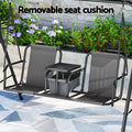 Gardeon 2 Seater Swing Chair Canopy Cup Holder Grey Garden