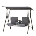 Gardeon 2 Seater Swing Chair Canopy Cup Holder Grey Garden