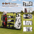 Everfit Golf Bag Storage Golfing Equipment Rack Holds 2 Bags 16 Clubs