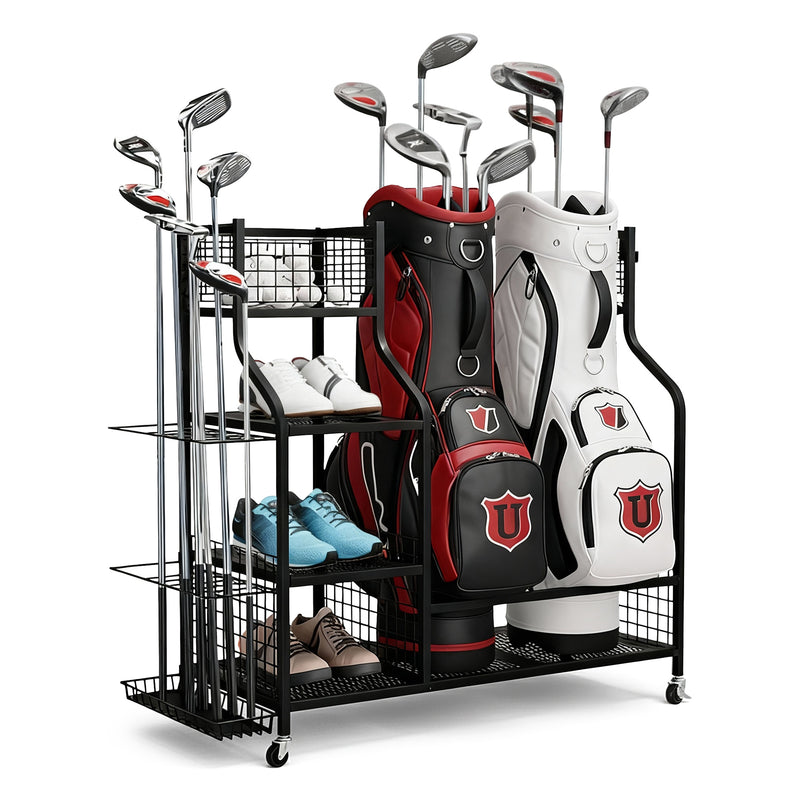 Everfit Golf Bag Storage Organizer with Wheels Black
