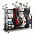Everfit Golf 3 Bag Storage Golf Storage Garage Organizer with Wheels Black
