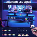Artiss Gaming Desk 120cm LED Lights Monitor Shelf Power