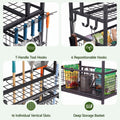 Gardeon Garden Tool Organizer Rack 16 Slots Rolling Garage Storage with Hooks