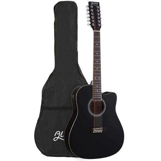 Alpha 42 Acoustic Guitar 12 String w/ EQ Electric Black