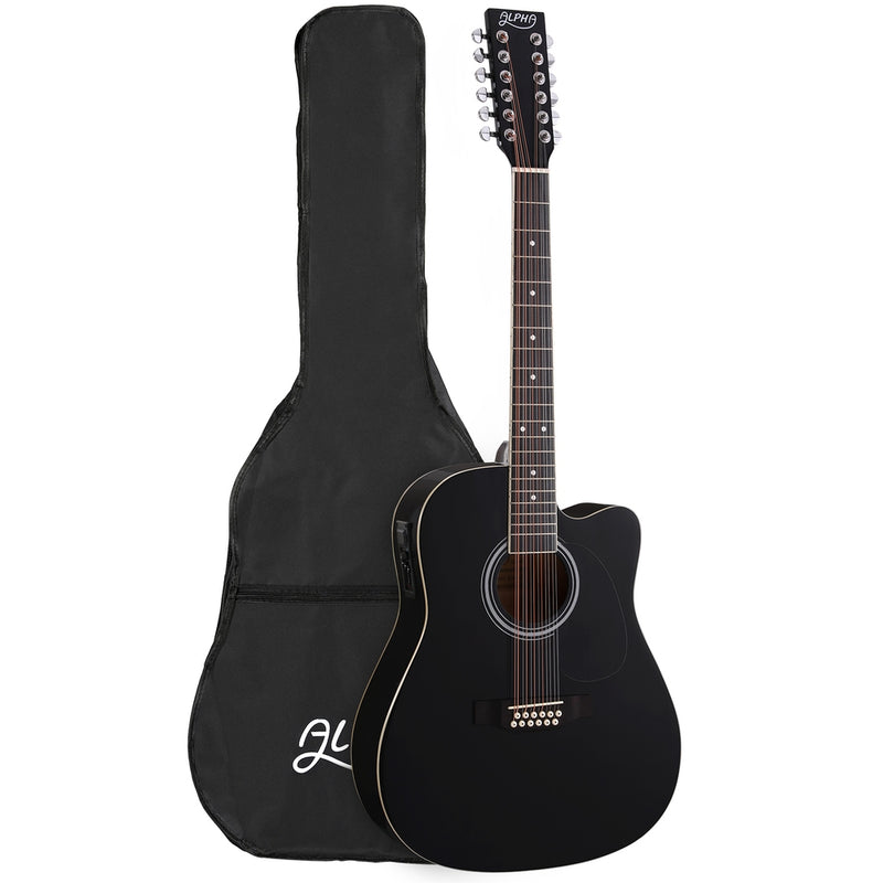 Alpha 42 Acoustic Guitar 12 String w/ EQ Electric Black