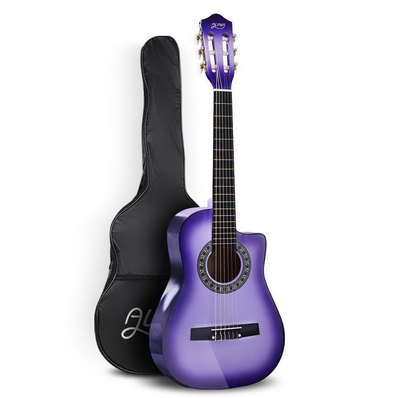 Alpha 34in Classical Guitar Wooden Nylon String Beginner Purple