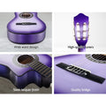 Alpha 34in Classical Guitar Wooden Nylon String Beginner Purple