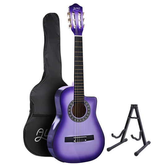 Alpha 34" Classical Guitar Wooden Body Nylon Strings Purple