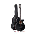 Alpha 38 Inch Acoustic Guitar Cutaway Black Steel String Full Size