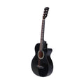 Alpha 38 Inch Acoustic Guitar Cutaway Black Steel String Full Size