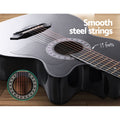 Alpha 38 Inch Acoustic Guitar Cutaway Black Steel String Full Size