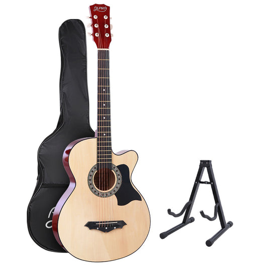 Alpha 38" Acoustic Guitar Full Size Steel String Wood w/ Stand