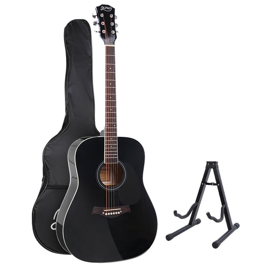 Alpha 41in Acoustic Guitar Dreadnought Steel String Wooden Black
