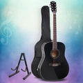 Alpha 41in Acoustic Guitar Dreadnought Steel String Wooden Black
