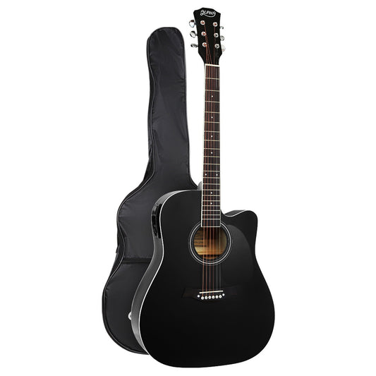 Alpha 41" Acoustic Guitar Equaliser Cutaway Black Electric