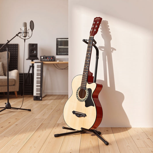 Alpha Iron Adjustable Guitar Stand Folding Instrument Holder Acoustic Bass Rack Black