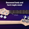Alpha Electric Guitar Bass 47in Red
