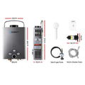 Devanti Portable Gas Water Heater LPG 12L Grey With Pump