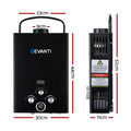 Devanti Portable Gas Water Heater 8L/Min LPG Black