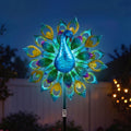 Gardeon Garden Windmill Solar Light Colorful Peacock Metal Spinner 190cm