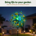 Gardeon Garden Windmill Solar Light Colorful Peacock Metal Spinner 190cm