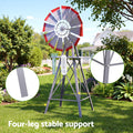 Gardeon Garden Windmill Metal Weather Station with Rain Gauge 122cm Silver
