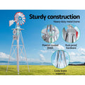 Garden Windmill 6ft 186cm Metal Outdoor Ornament Decor