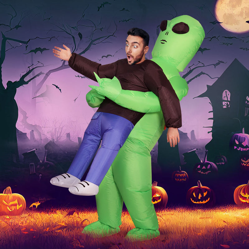 Inflatable Green Alien Costume Adult Suit Blow Up Halloween Party Fancy