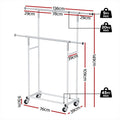 Artiss 2X Clothes Rack Double Rod Airer Rail Coat Stand Adjustable Hanger