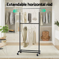 Artiss Double Rod Clothes Rack Adjustable Coat Hanger Stand