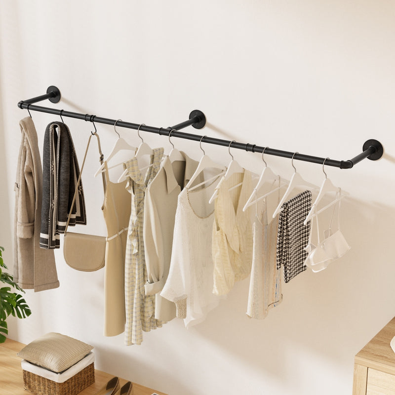 Artiss Clothes Rack Airer Floating Shelf Metal 3in1